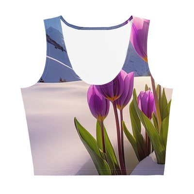 Tulpen im Schnee und in den Bergen - Blumen im Winter - Damen Crop Top (All-Over Print) berge xxx