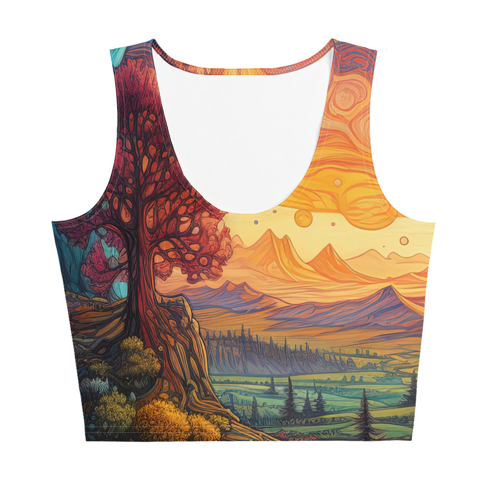 Hund auf Felsen - Epische bunte Landschaft - Malerei - Damen Crop Top (All-Over Print) camping xxx