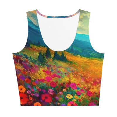 Berglandschaft und schöne farbige Blumen - Malerei - Damen Crop Top (All-Over Print) berge xxx