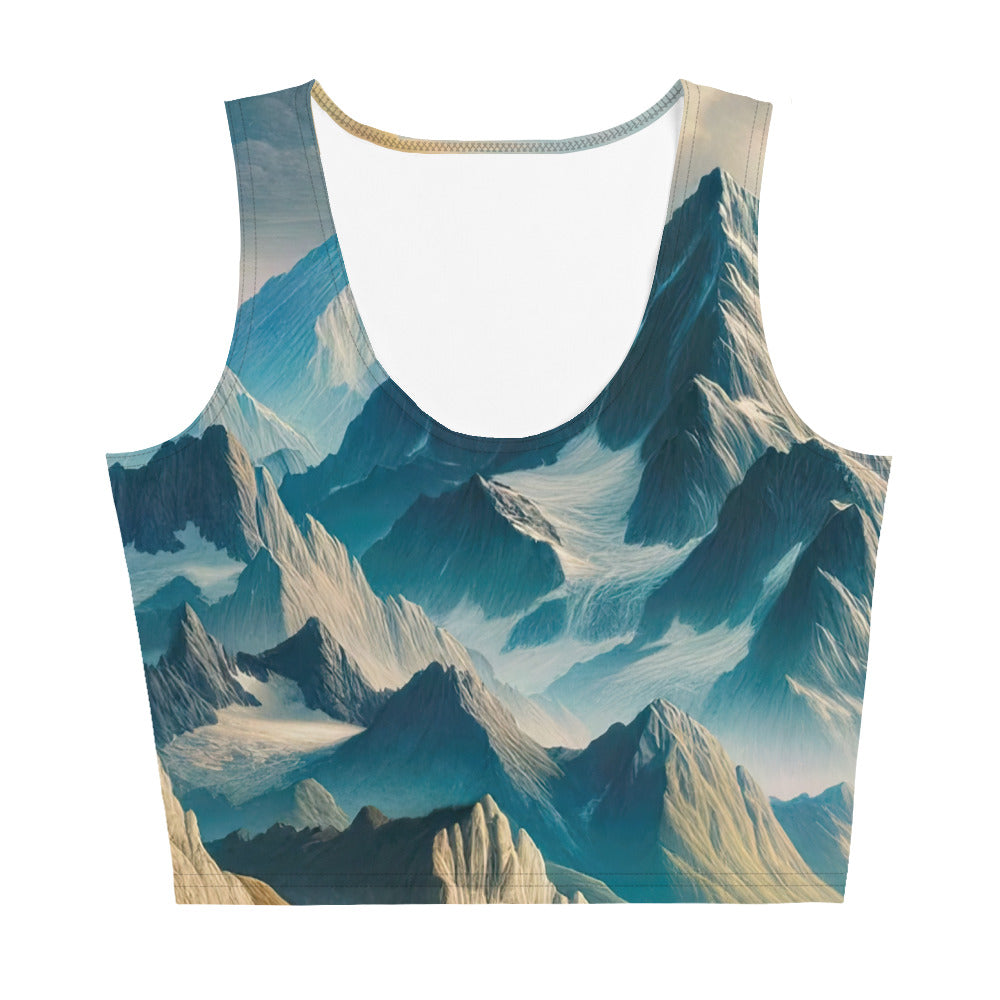 Ein Gemälde von Bergen, das eine epische Atmosphäre ausstrahlt. Kunst der Frührenaissance - Damen Crop Top (All-Over Print) berge xxx yyy zzz