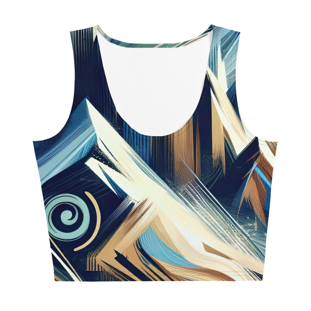 Abstrakte Kunst, die die Essenz der Alpen einfängt. Kräftige Pinselstriche stellen Gipfel und Muster dar - Damen Crop Top (All-Over Print) berge xxx yyy zzz