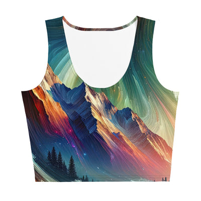 Abstrakte Kunst, die majestätischen Alpen mit Farben und komplizierten Mustern darstellt. Markante Bären Silhouette - All-Over Print camping xxx yyy zzz