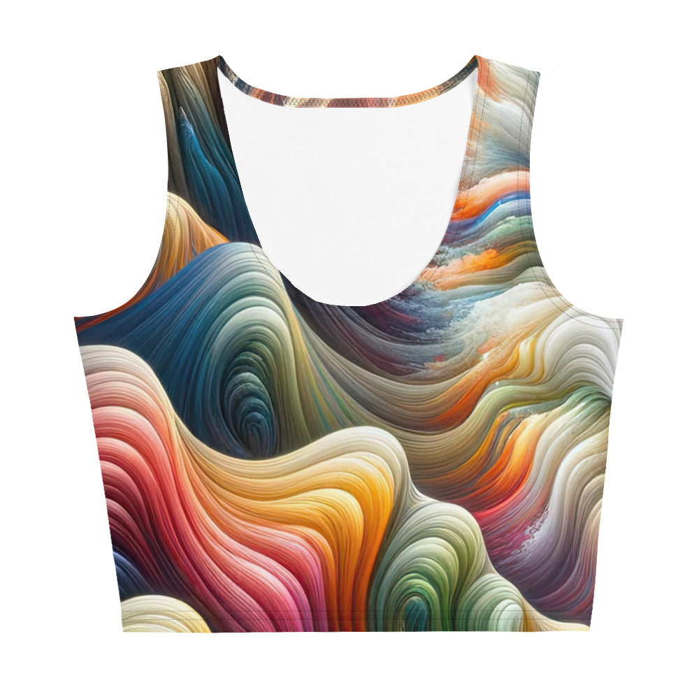 Surreale Alpen, Gipfel und Täler in Farbwellen - Abstrakte Kunst - Damen Crop Top (All-Over Print) berge xxx yyy zzz