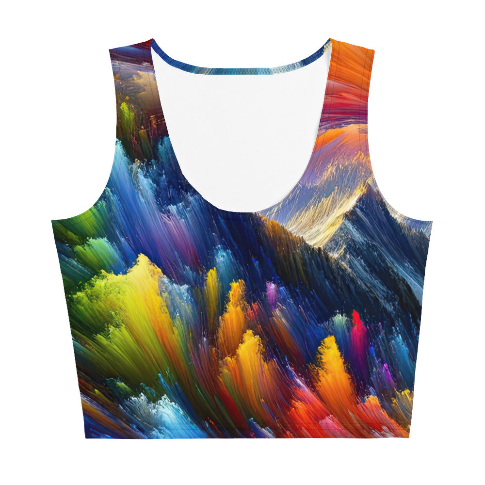 Alpen im Farbsturm mit erleuchtetem Wanderer - Abstrakt - Damen Crop Top (All-Over Print) wandern xxx yyy zzz