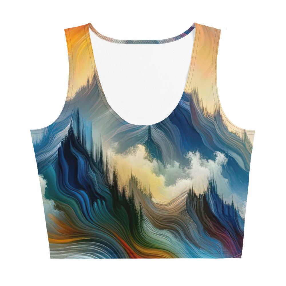 Ätherische schöne Alpen in lebendigen Farbwirbeln - Abstrakte Berge - Damen Crop Top (All-Over Print) berge xxx yyy zzz