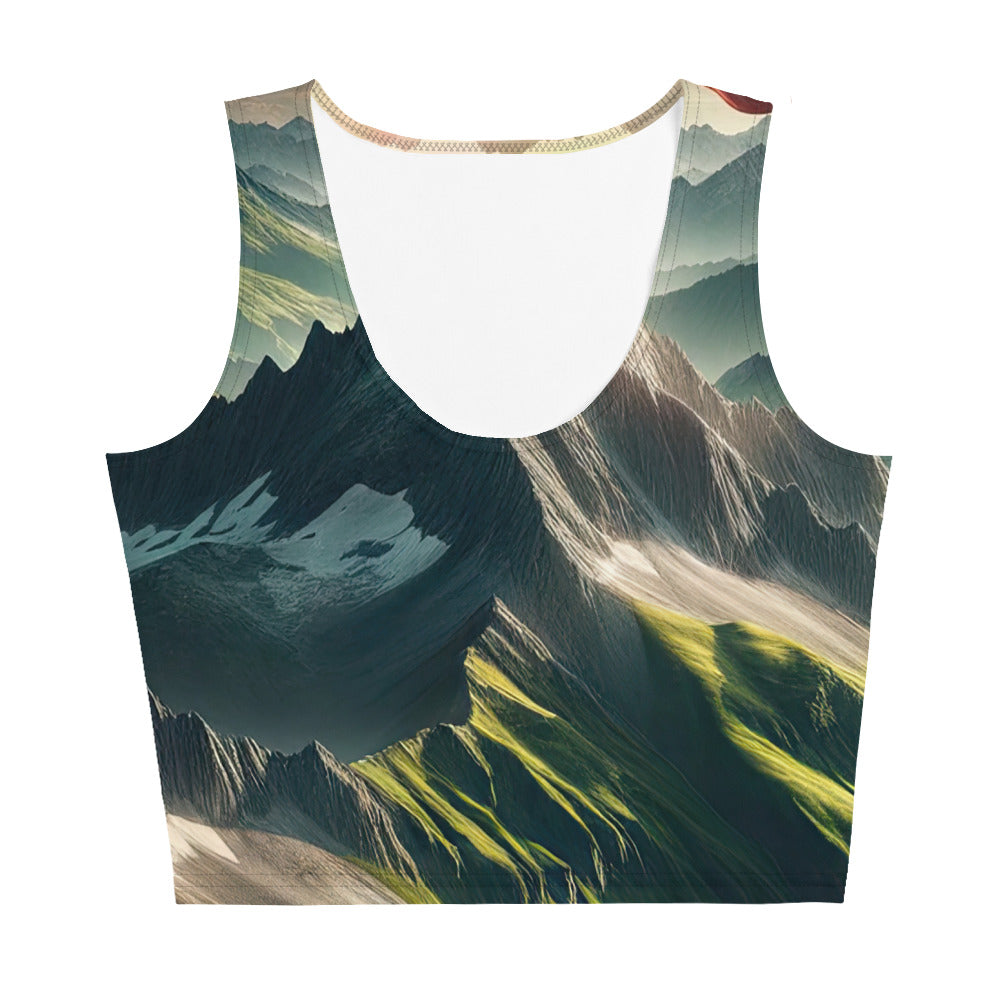 Alpen Gebirge: Fotorealistische Bergfläche mit Österreichischer Flagge - Damen Crop Top (All-Over Print) berge xxx yyy zzz