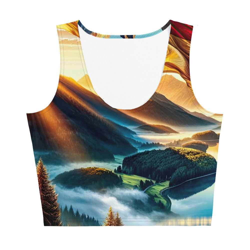 Alpen Gebirge im Morgenlicht: Kunstwerk mit Deutsche Flagge - Damen Crop Top (All-Over Print) berge xxx yyy zzz