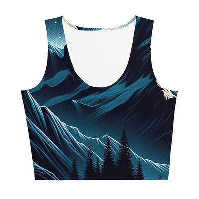 Alpennacht mit Zelt: Mondglanz auf Gipfeln und Tälern, sternenklarer Himmel - Damen Crop Top (All-Over Print) berge xxx yyy zzz