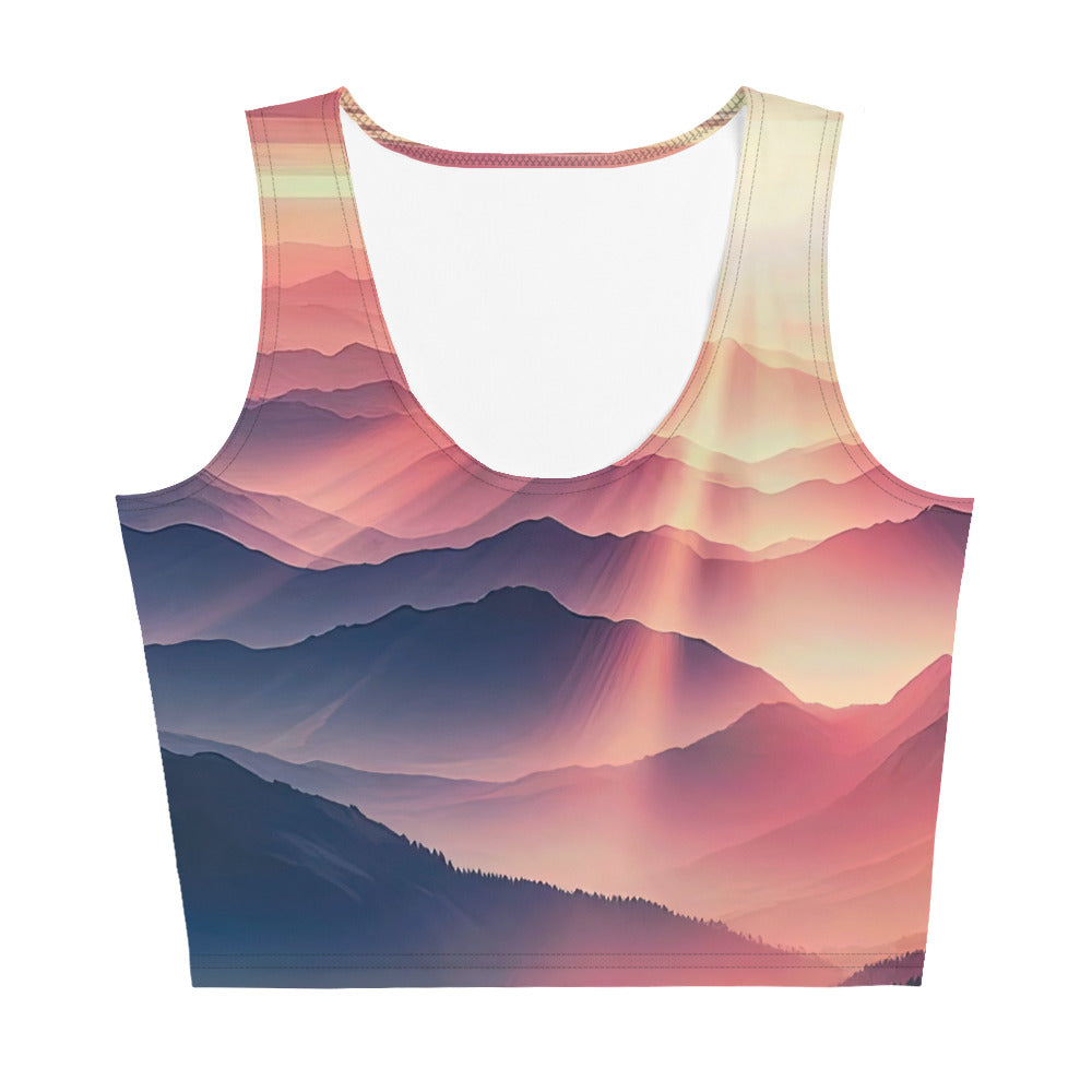 Schöne Berge bei Sonnenaufgang: Malerei in Pastelltönen - Damen Crop Top (All-Over Print) berge xxx yyy zzz