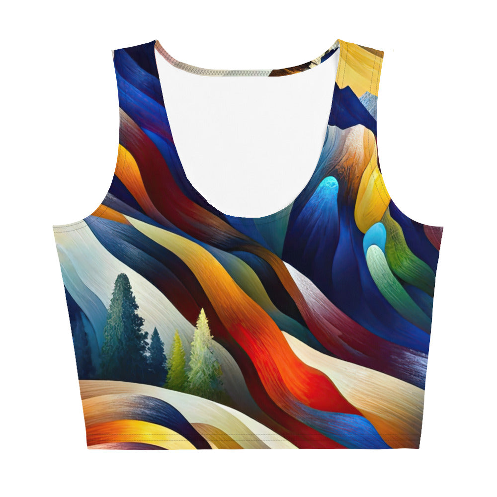 Alpiner Steinbock: Abstrakte Farbflut und lebendige Berge - Damen Crop Top (All-Over Print) berge xxx yyy zzz