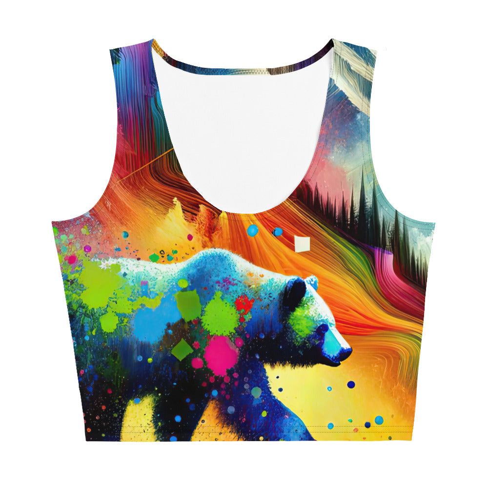 Neonfarbener Alpen Bär in abstrakten geometrischen Formen - Damen Crop Top (All-Over Print) camping xxx yyy zzz