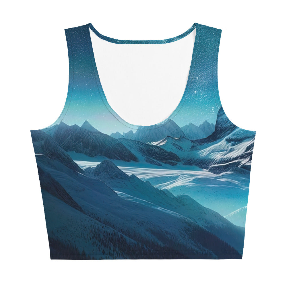 Winterabend in den Bergen: Digitale Kunst mit Sternenhimmel - Damen Crop Top (All-Over Print) berge xxx yyy zzz