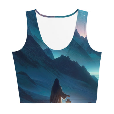 Stille Alpennacht: Digitale Kunst mit Gipfeln und Sternenteppich - Damen Crop Top (All-Over Print) wandern xxx yyy zzz