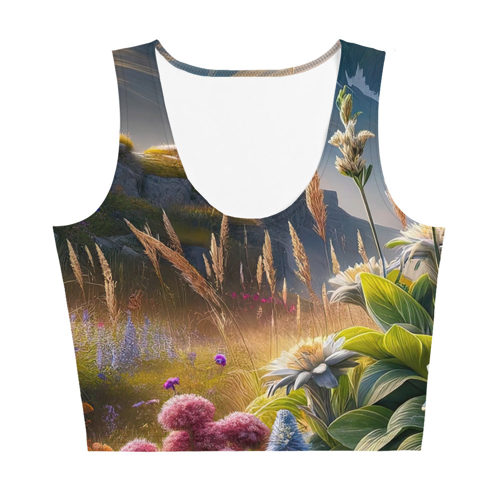 Alpine Flora: Digitales Kunstwerk mit lebendigen Blumen - Damen Crop Top (All-Over Print) berge xxx yyy zzz