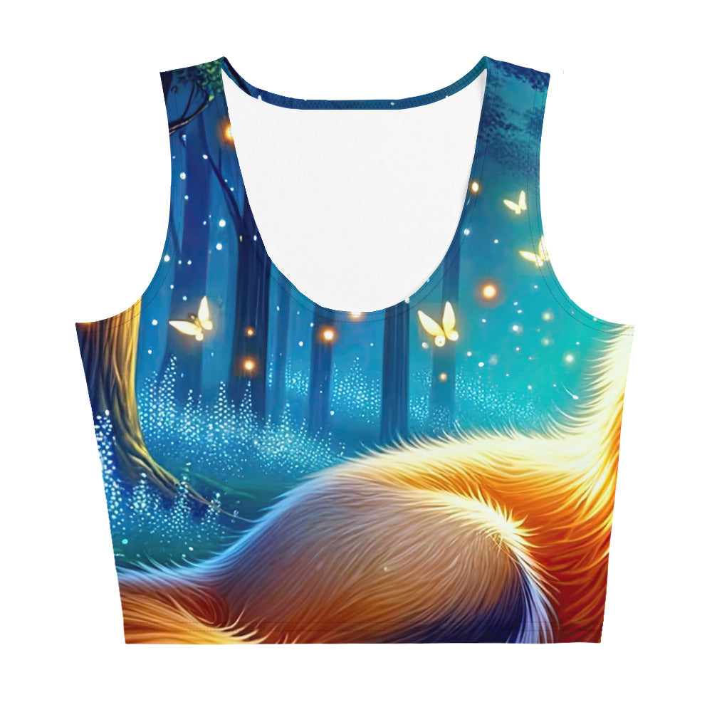 Funkelnder Nachtfuchs auf Waldlichtung mit Feuerwerk - Damen Crop Top (All-Over Print) camping xxx yyy zzz