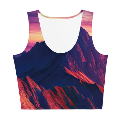 Dramatischer Alpen-Sonnenaufgang, Gipfelkreuz und warme Himmelsfarben - Damen Crop Top (All-Over Print) berge xxx yyy zzz