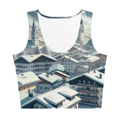 Winter in Kitzbühel: Digitale Malerei von schneebedeckten Dächern - Damen Crop Top (All-Over Print) berge xxx yyy zzz