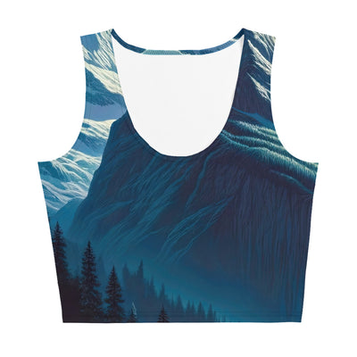 Legendäre Alpennacht, Mondlicht-Berge unter Sternenhimmel - Damen Crop Top (All-Over Print) berge xxx yyy zzz