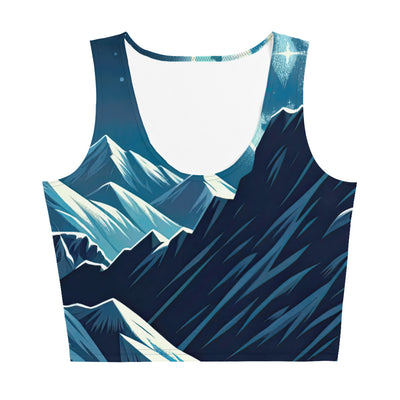 Mondnacht und Gipfelkreuz in den Alpen, glitzernde Schneegipfel - Damen Crop Top (All-Over Print) berge xxx yyy zzz