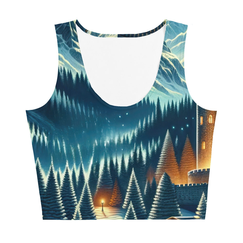 Mondhelle Schlossnacht in den Alpen, sternenklarer Himmel - Damen Crop Top (All-Over Print) berge xxx yyy zzz