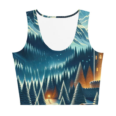 Mondhelle Schlossnacht in den Alpen, sternenklarer Himmel - Damen Crop Top (All-Over Print) berge xxx yyy zzz