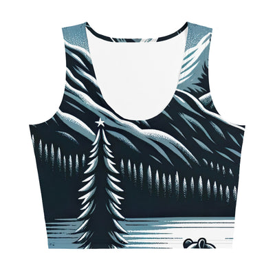 Bär in Alpen-Mondnacht, silberne Berge, schimmernde Seen - Damen Crop Top (All-Over Print) camping xxx yyy zzz