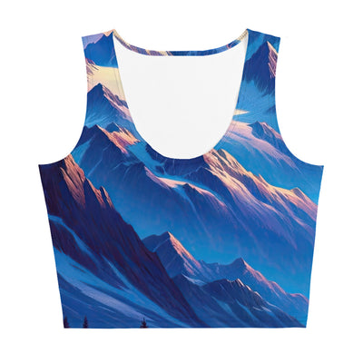 Steinbock bei Dämmerung in den Alpen, sonnengeküsste Schneegipfel - Damen Crop Top (All-Over Print) berge xxx yyy zzz