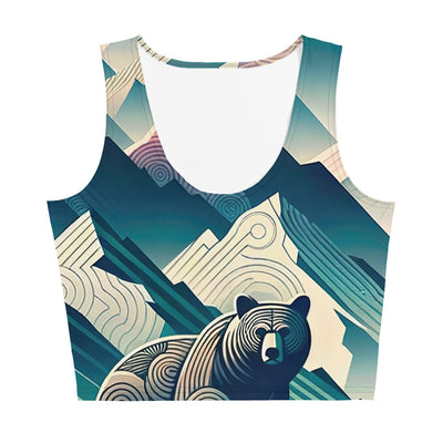 Bär im Panoramablick der Alpen, moderne Kunst-Gebirgsschichten - Damen Crop Top (All-Over Print) camping xxx yyy zzz