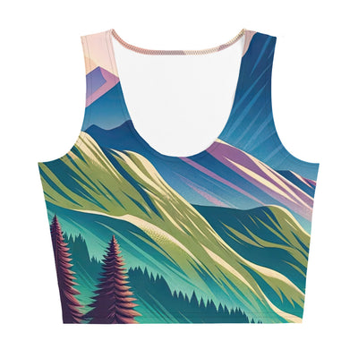 Harmonische Berglandschaft mit Schweizer Flagge auf Gipfel - Damen Crop Top (All-Over Print) berge xxx yyy zzz