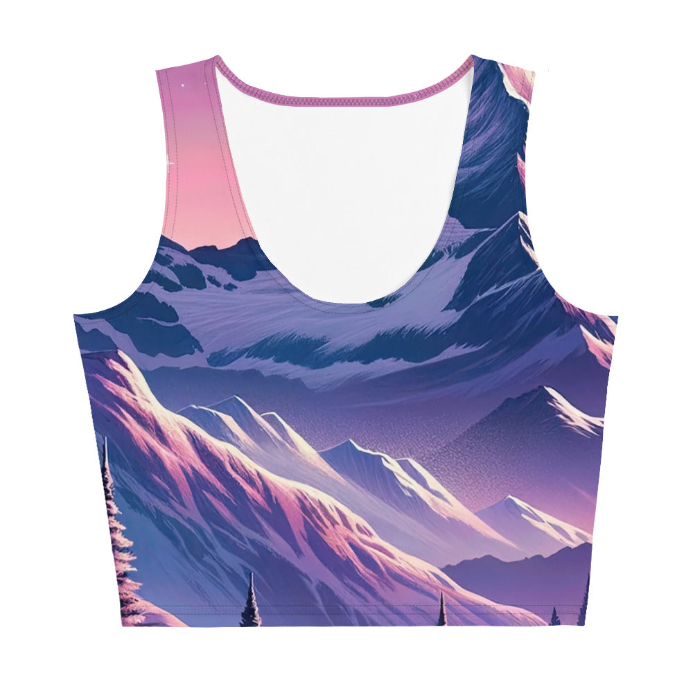 Bezaubernder Alpenabend mit Bär, lavendel-rosafarbener Himmel (AN) - Damen Crop Top (All-Over Print) xxx yyy zzz