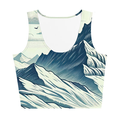 Ausgedehnte Bergkette mit dominierendem Gipfel und wehender Schweizer Flagge - Damen Crop Top (All-Over Print) berge xxx yyy zzz