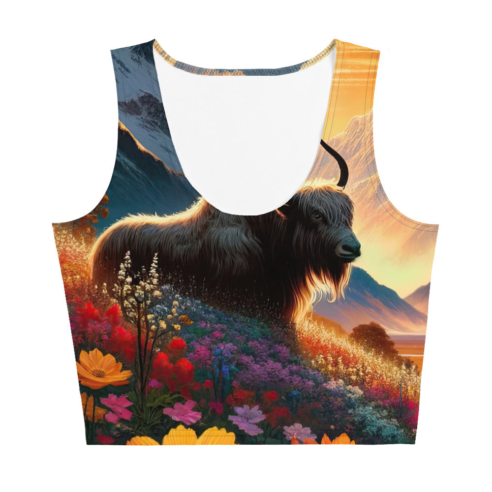 Magischer Alpenabend mit Hochlandkuh und goldener Sonnenkulisse - Damen Crop Top (All-Over Print) berge xxx yyy zzz