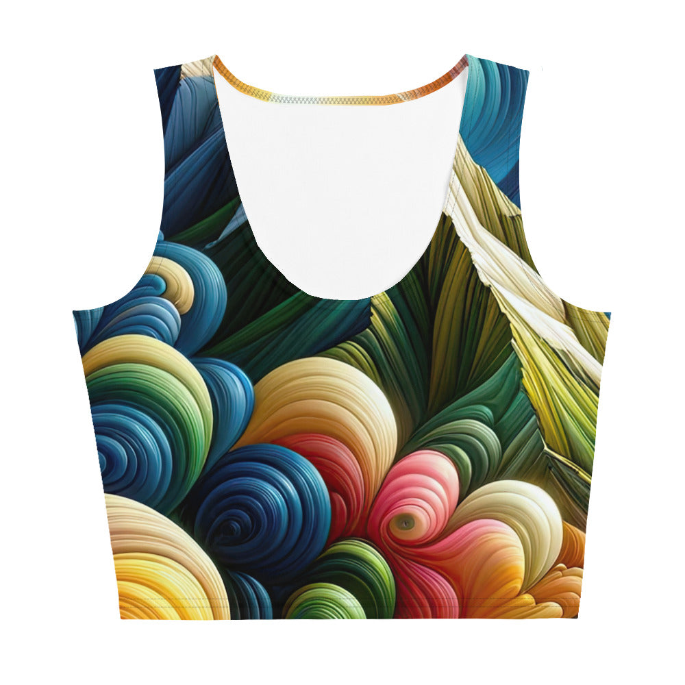 Abstrakte Bergwelt in lebendigen Farben mit Zelt - Damen Crop Top (All-Over Print) camping xxx yyy zzz