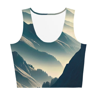 Morgendlicher Steinbock auf Alpengipfel, steile Berghänge - Damen Crop Top (All-Over Print) berge xxx yyy zzz