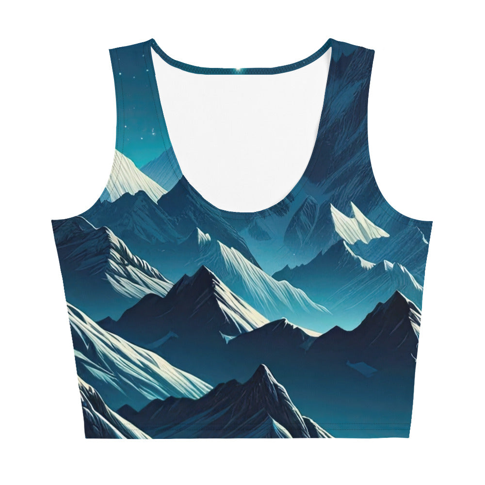 Sternenklare Nacht über den Alpen, Vollmondschein auf Schneegipfeln - Damen Crop Top (All-Over Print) berge xxx yyy zzz