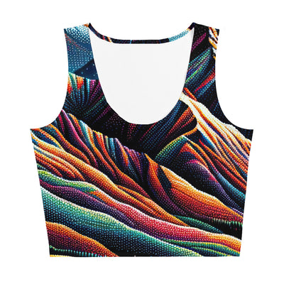 Pointillistische Darstellung der Alpen, Farbpunkte formen die Landschaft - Damen Crop Top (All-Over Print) berge xxx yyy zzz