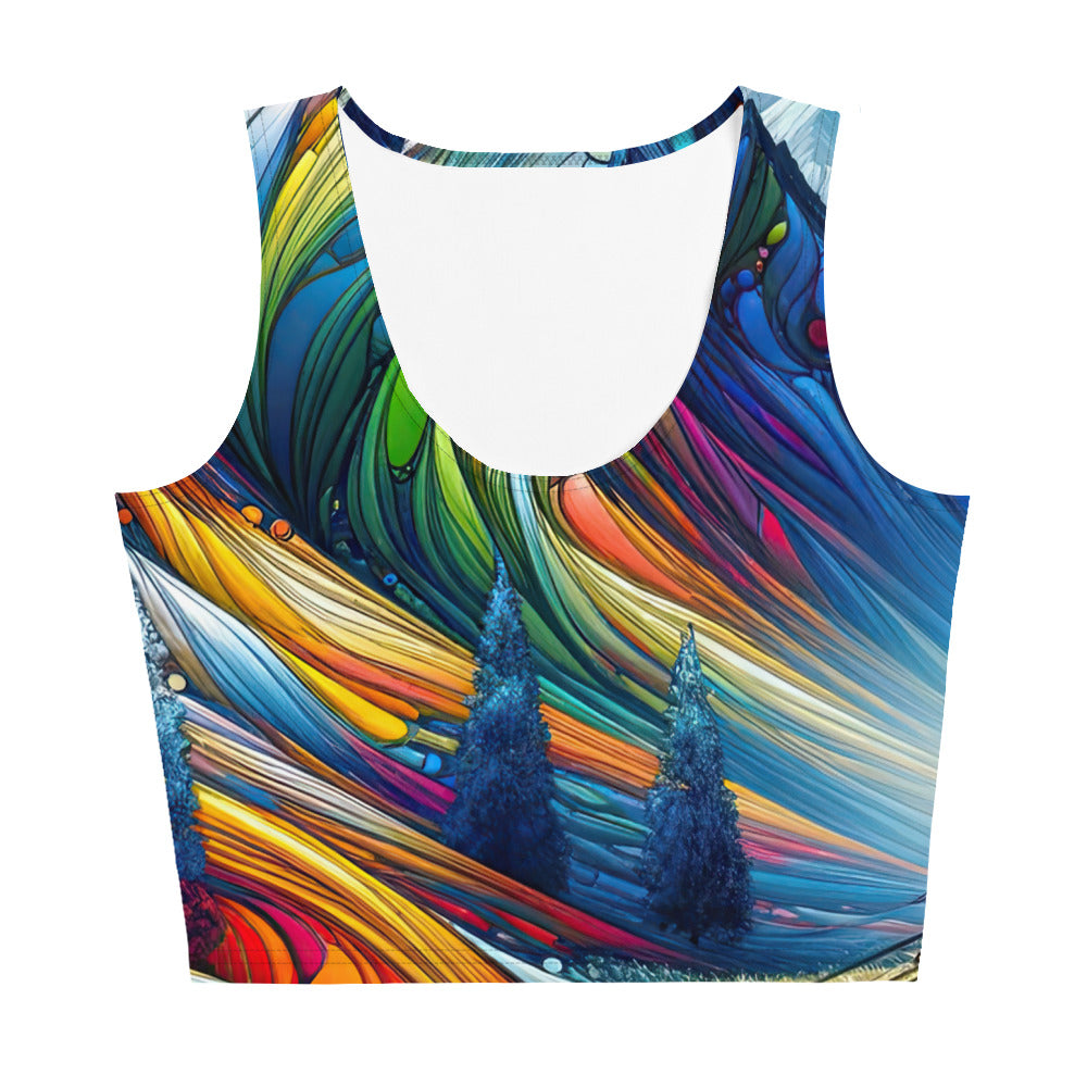 Surreale Alpen in abstrakten Farben, dynamische Formen der Landschaft - Damen Crop Top (All-Over Print) camping xxx yyy zzz