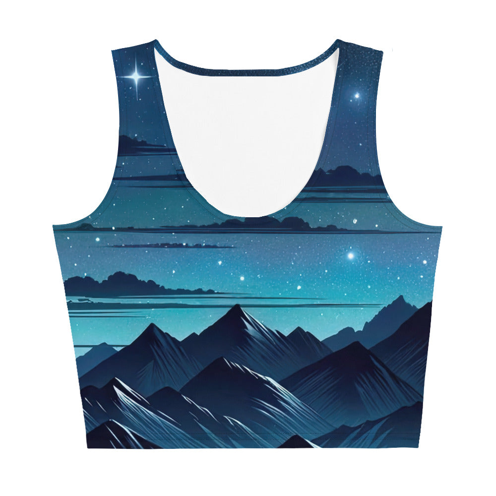 Alpen unter Sternenhimmel mit glitzernden Sternen und Meteoren - Damen Crop Top (All-Over Print) berge xxx yyy zzz