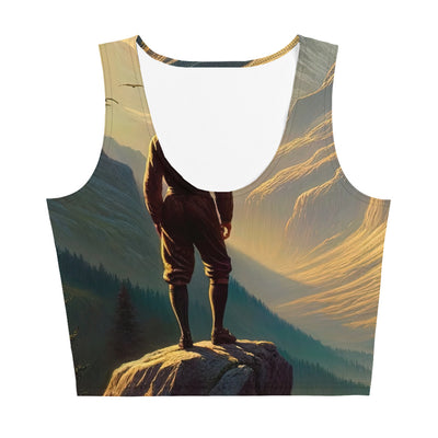 Ölgemälde eines Schweizer Wanderers in den Alpen bei goldenem Sonnenlicht - Damen Crop Top (All-Over Print) wandern xxx yyy zzz