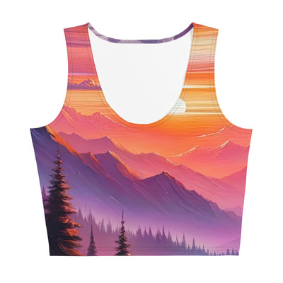 Ölgemälde der Alpenlandschaft im ätherischen Sonnenuntergang, himmlische Farbtöne - Damen Crop Top (All-Over Print) berge xxx yyy zzz