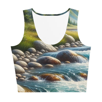 Ölgemälde eines Gebirgsbachs durch felsige Landschaft - Damen Crop Top (All-Over Print) berge xxx yyy zzz