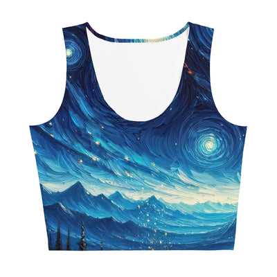 Sternennacht über den Alpen inspiriertes Ölgemälde, mystischer Nachthimmel in Blau - Damen Crop Top (All-Over Print) camping xxx yyy zzz