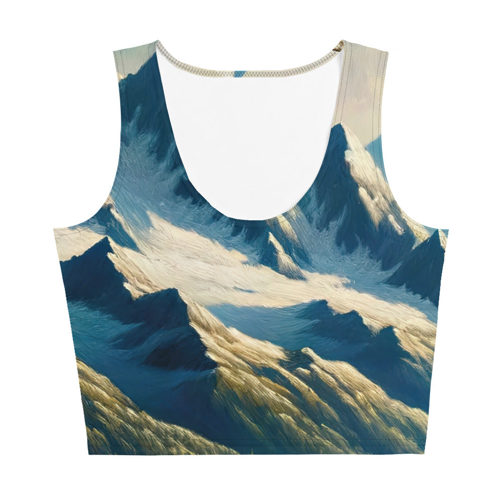 Ölgemälde eines Adlers vor schneebedeckten Bergsilhouetten - Damen Crop Top (All-Over Print) berge xxx yyy zzz