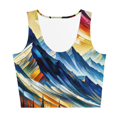 Alpen-Ölgemälde mit kräftigen Farben und Bergsteinbock in lebendiger Szenerie - Damen Crop Top (All-Over Print) berge xxx yyy zzz