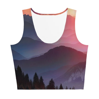 Foto der Alpenwildnis beim Sonnenuntergang, Himmel in warmen Orange-Tönen - Damen Crop Top (All-Over Print) berge xxx yyy zzz