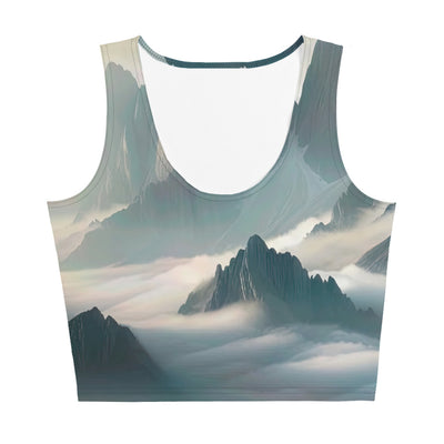 Foto eines nebligen Alpenmorgens, scharfe Gipfel ragen aus dem Nebel - Damen Crop Top (All-Over Print) berge xxx yyy zzz