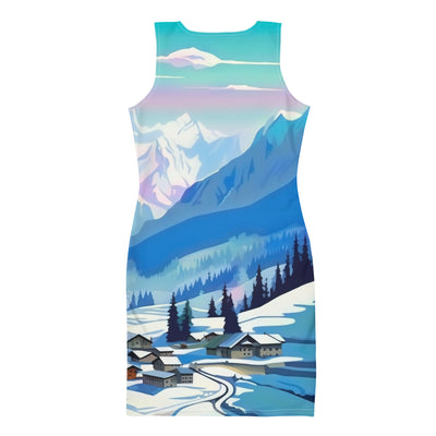 Berge und Schnee - Landschaft - Langes Damen Kleid (All-Over Print) ski xxx