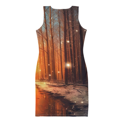 Bäume im Winter, Schnee, Sonnenaufgang und Fluss - Langes Damen Kleid (All-Over Print) camping xxx