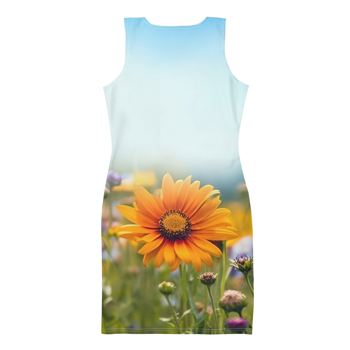 Foto von Blumen im Sonnenschein - Nahaufnahme - Langes Damen Kleid (All-Over Print) camping xxx