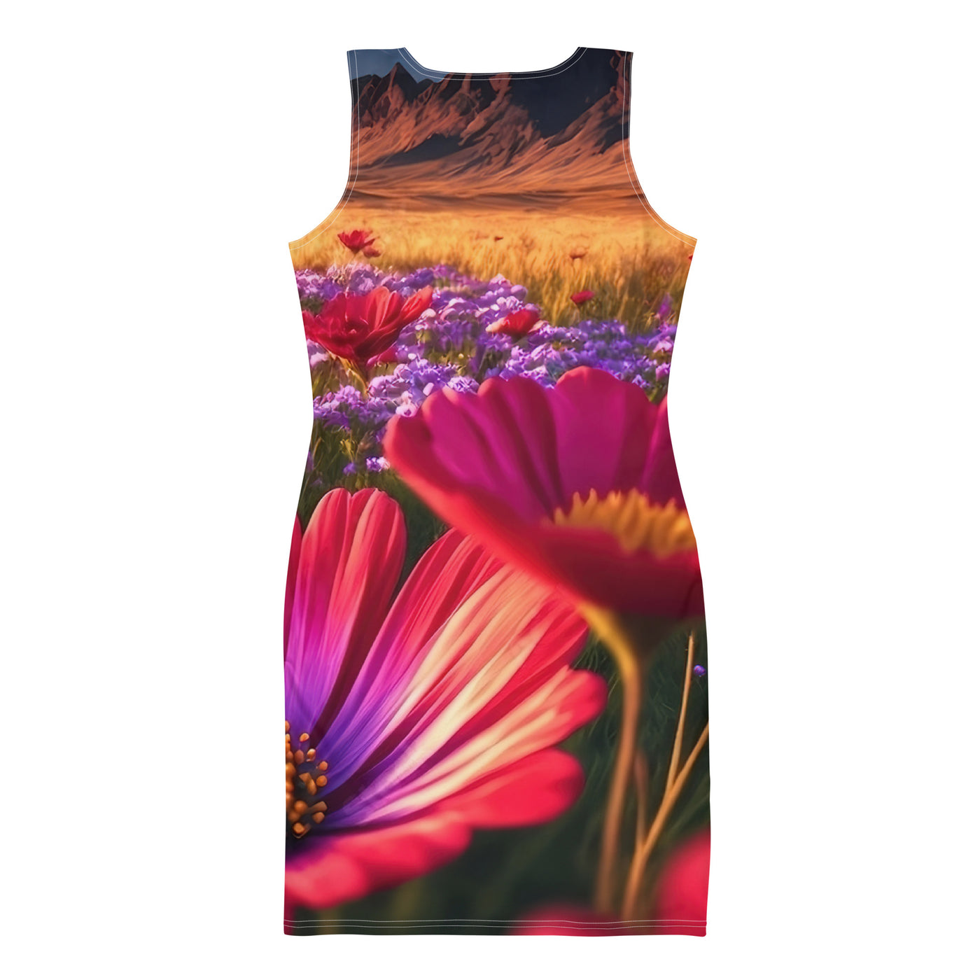 Wünderschöne Blumen und Berge im Hintergrund - Langes Damen Kleid (All-Over Print) berge xxx